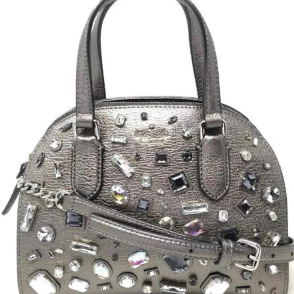 kate spade New York Mini Riley Laurel Way Embellished Gunmetal Satchel Bag - Picture 2 of 6